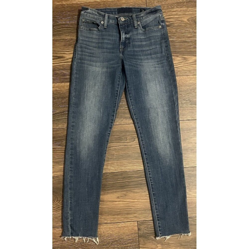 Lucky Brand Ava Skinny Ankle Jeans‎ Womens 4 27 Blue Mid Rise Raw Hem Stretch